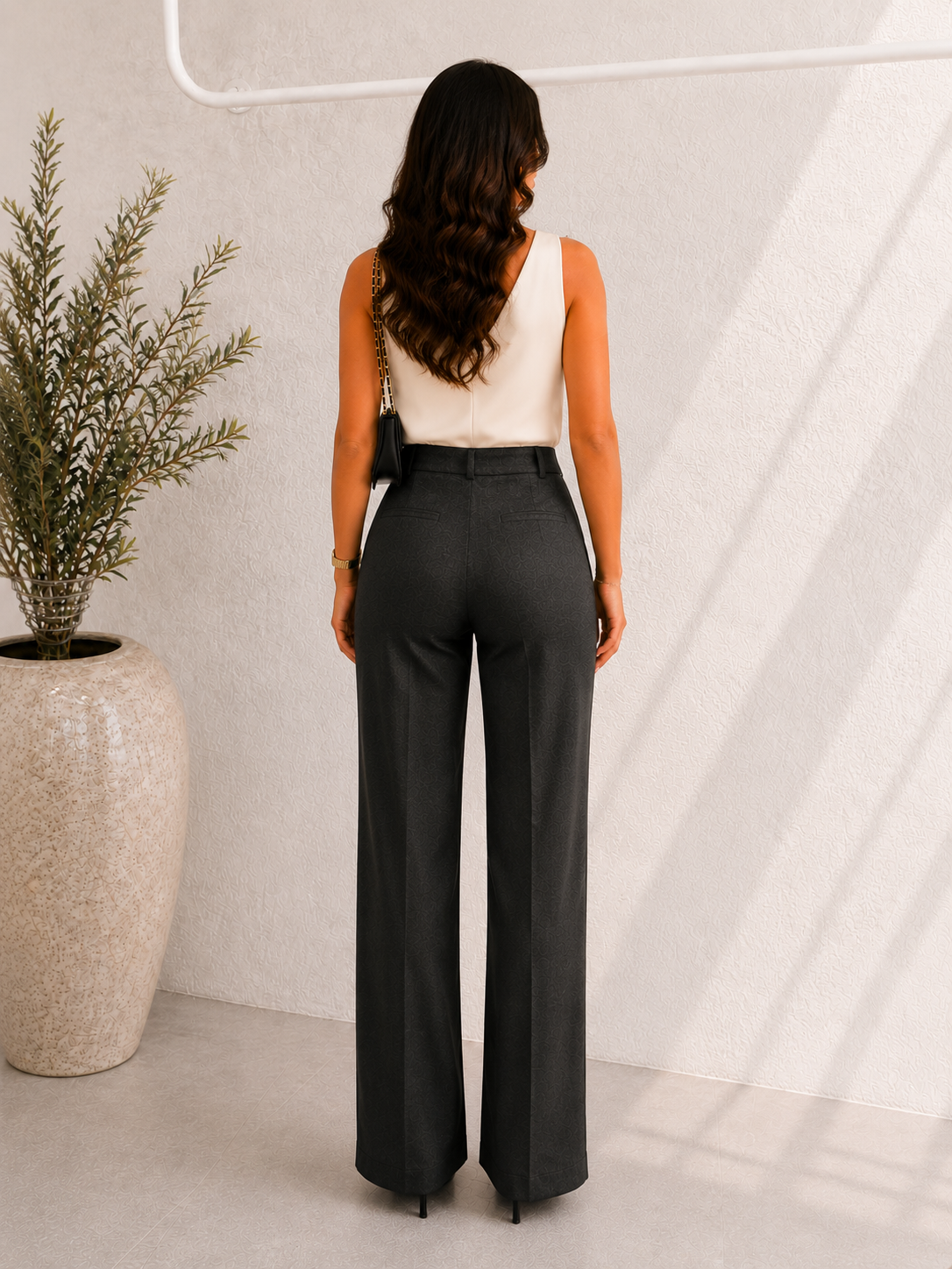 Charcoal Wide-Leg Trousers